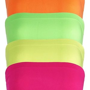 Neon Orange Soft Seamless Bandeau Tops